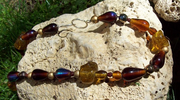 Glasperlen-Kette braun – Bild 2