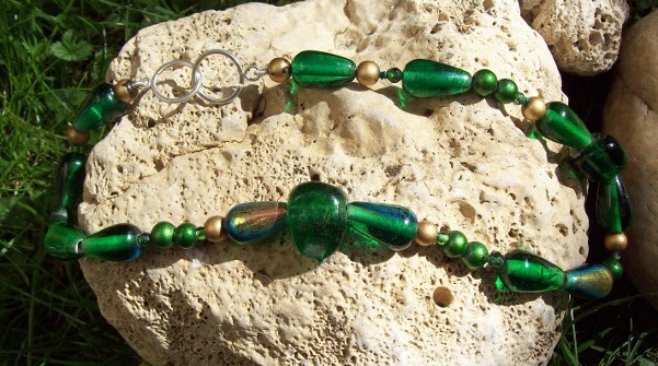 Glasperlen-Kette grün – Bild 2