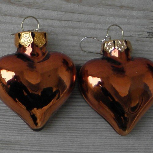 Ohrbehang Herzen rotbraun glänzend