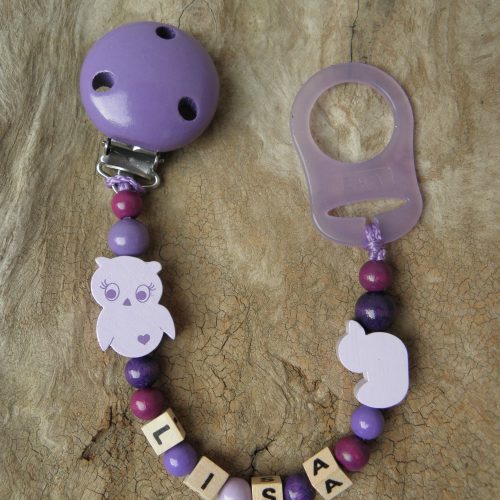 Schnullerkette violett mit Silikonring