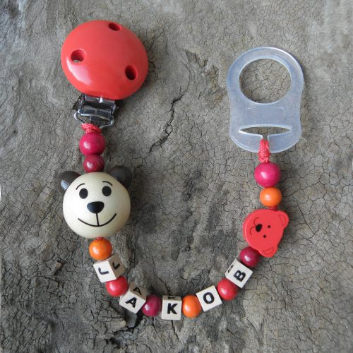 Schnullerkette rot mit Silikonring