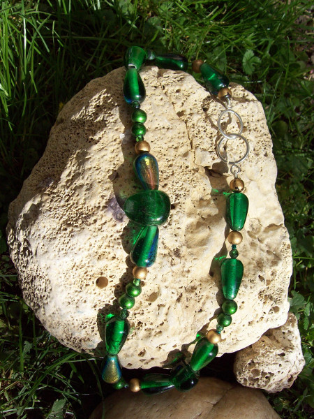 Glasperlen-Kette grün