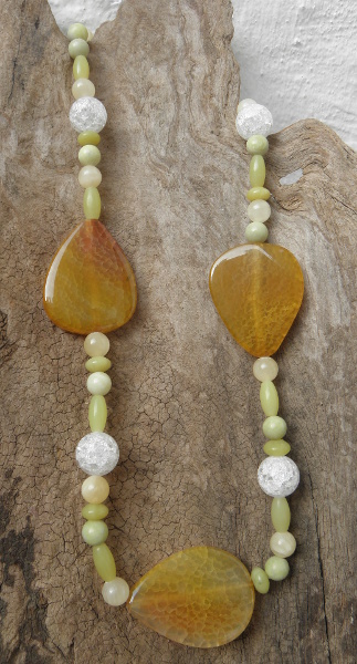 Edelstein-Kette mit Bergkristall, Jade, Citrin und Achat – Bild 2