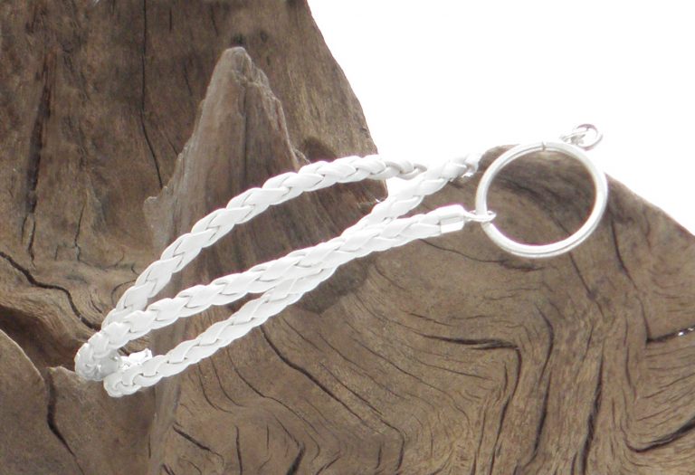 Leder-Armband weiß, geflochten, künstlich, dreifach gewickelt