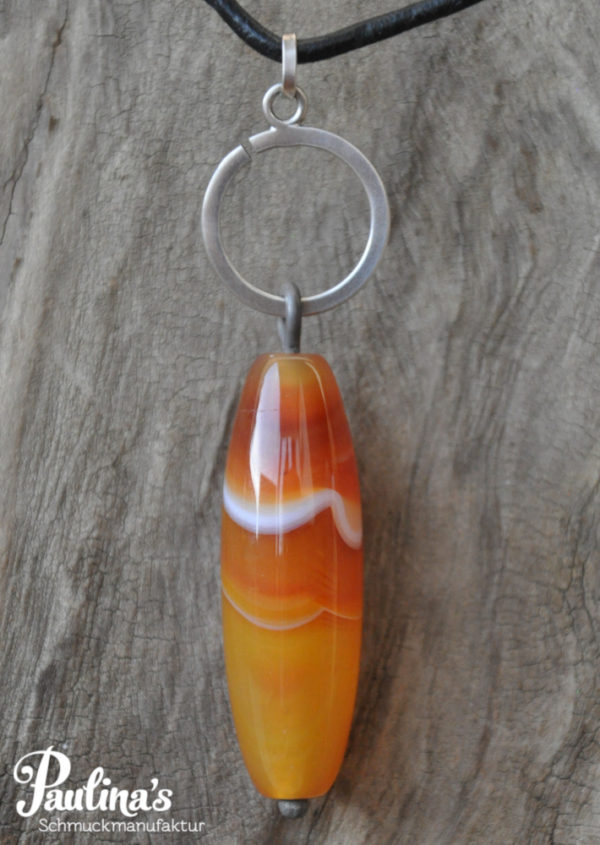 Achat-Anhänger orange/rot für Heilkreis-Halskette – Bild 2