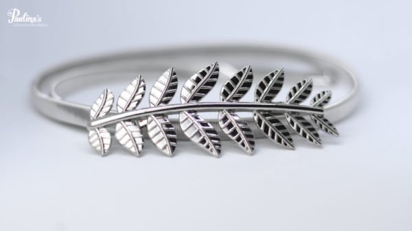 Taillengürtel elastisch, großes Blatt silber