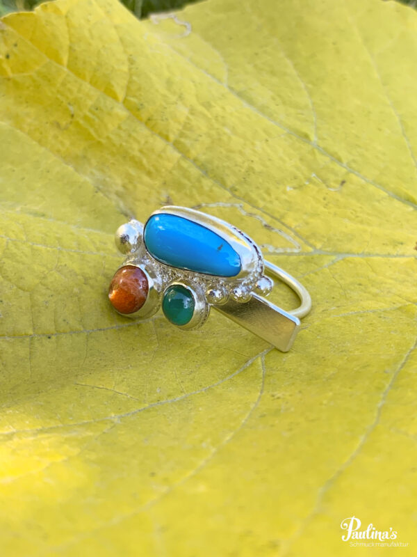 Ring mit Türkis, Aventurin und Sonnenstein – Bild 3
