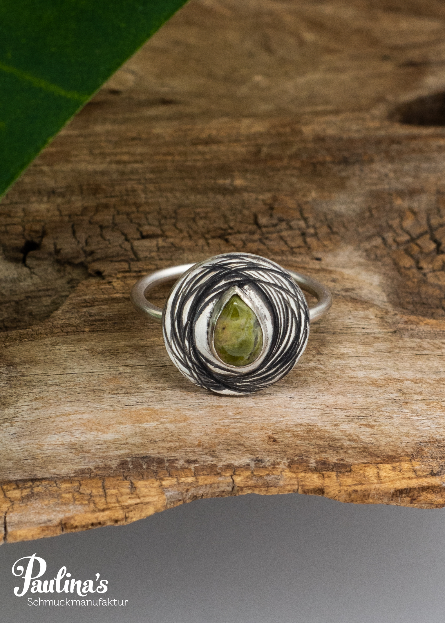 Ring mit Unakit und Sterling-Silber – Bild 2