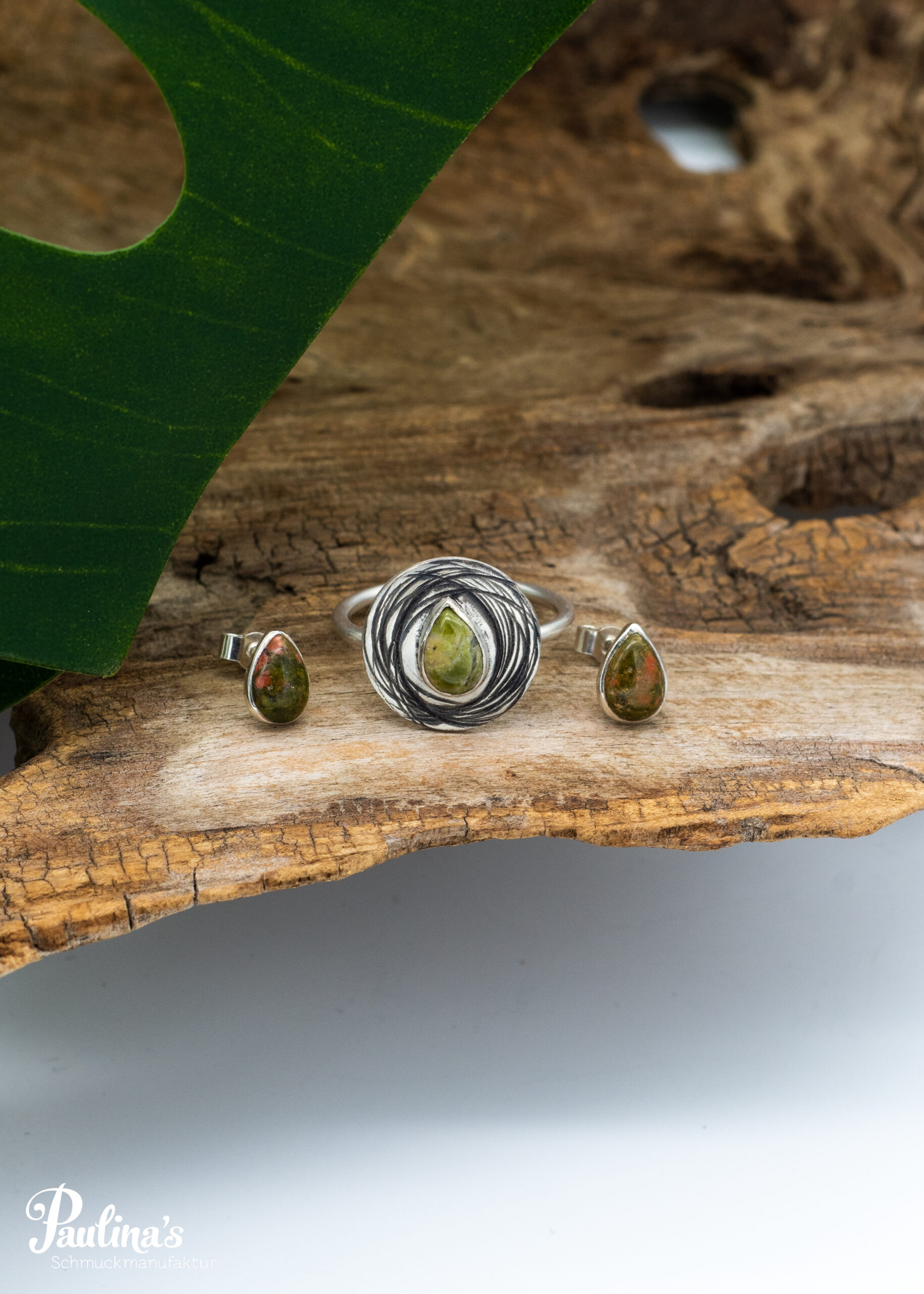 Ring mit Unakit und Sterling-Silber – Bild 7