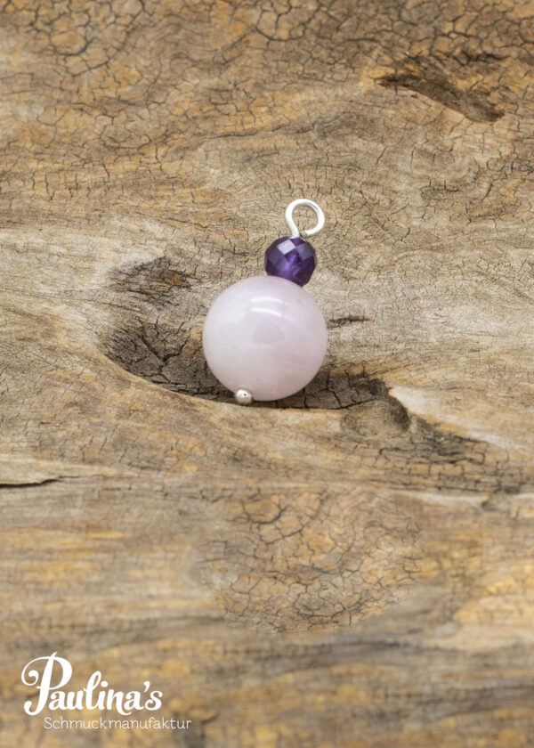 Rosenquarz und Amethyst-Anhänger für Heilkreis-Halskette – Bild 2
