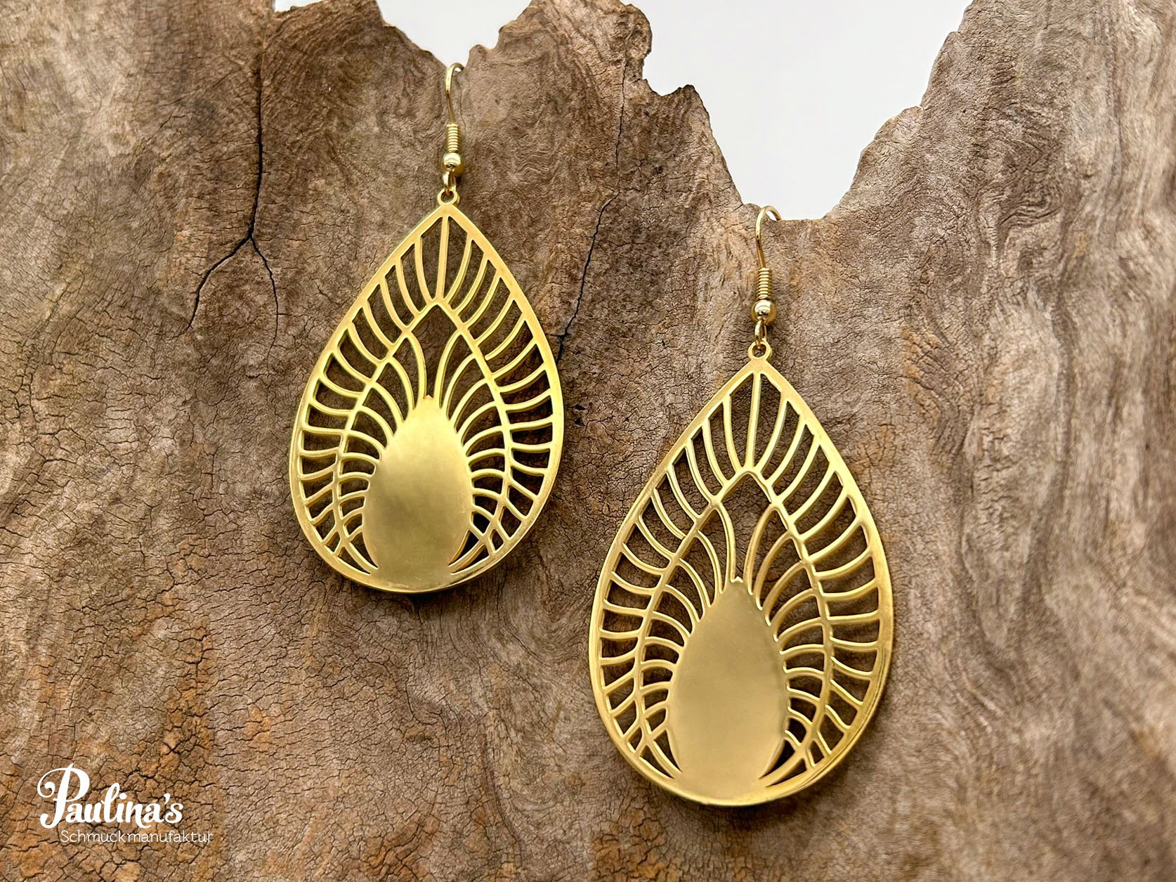 Löwenzahn-Energie-Ohrgehänge Edelstahl Tropfen in Tropfen – Bild 2