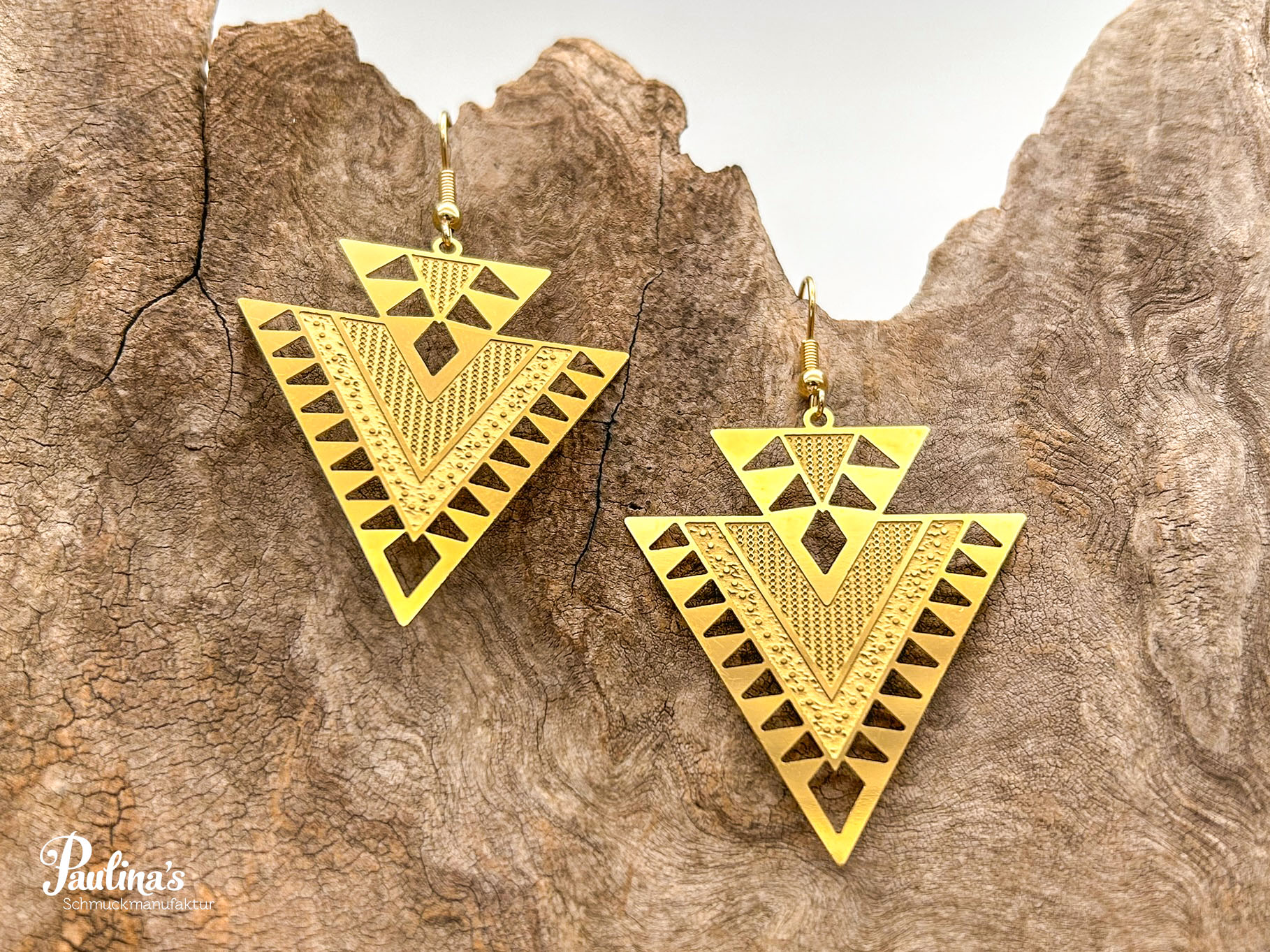Basis-Energie-Ohrgehänge Edelstahl Mexican Dream gold – Bild 2